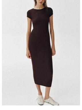Zara Women's Slim Fit Midi Dress - Dark Brown